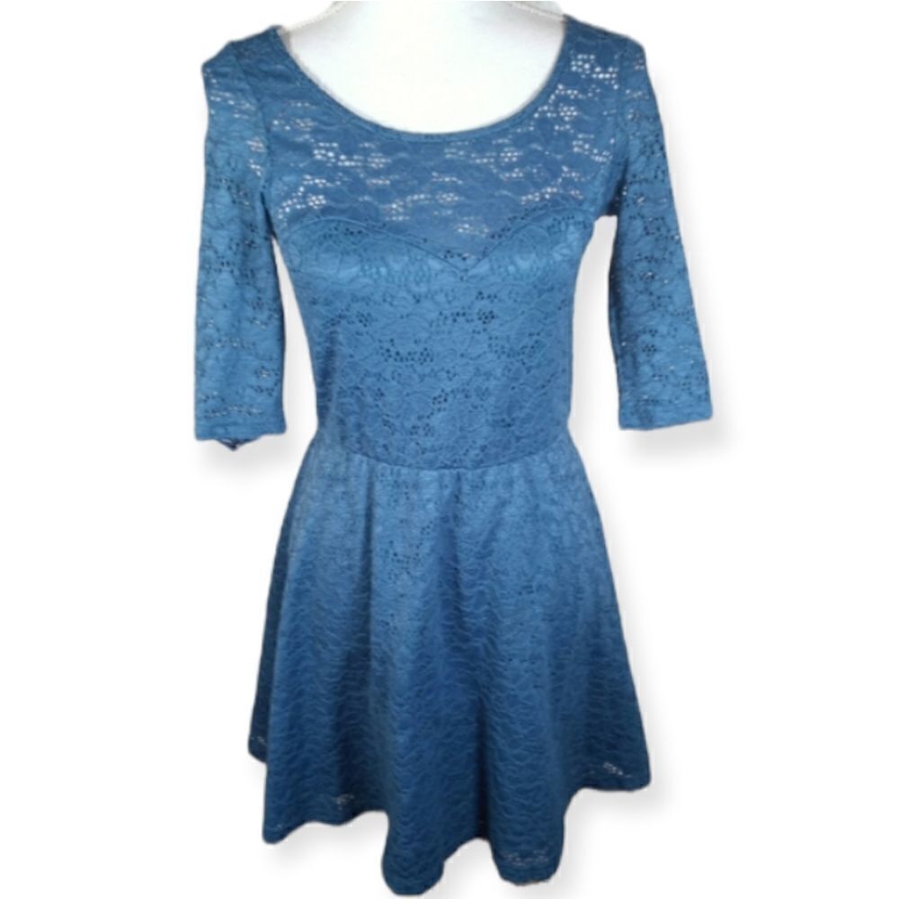 COTTON ON TEAL LACE FIT & FLAIR DRESS SZ.S EUC